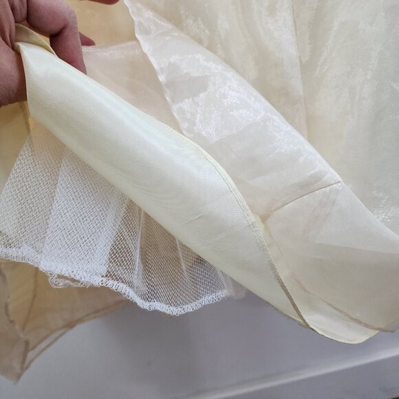 Maria Bonita Women's Vintage Chiffon Ball Gown Light Yellow Sz L - Picture 6 of 9